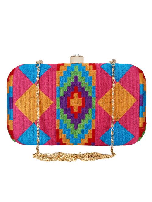pink faux silk box clutch - 16651079 - Standard Image - 1