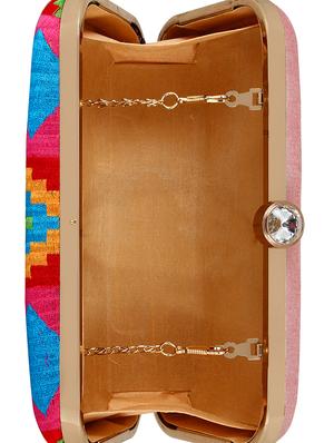 pink faux silk box clutch - 16651079 - Standard Image - 3