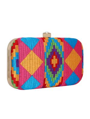 pink faux silk box clutch - 16651079 - Standard Image - 4
