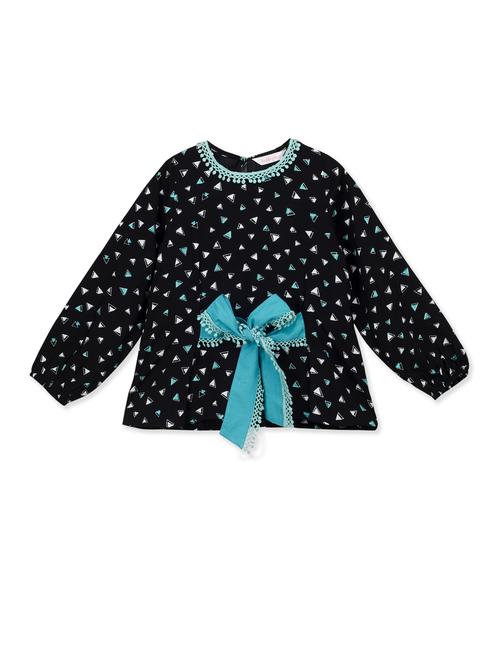 contrast tie knot lace detail top - 16651199 - Standard Image - 1