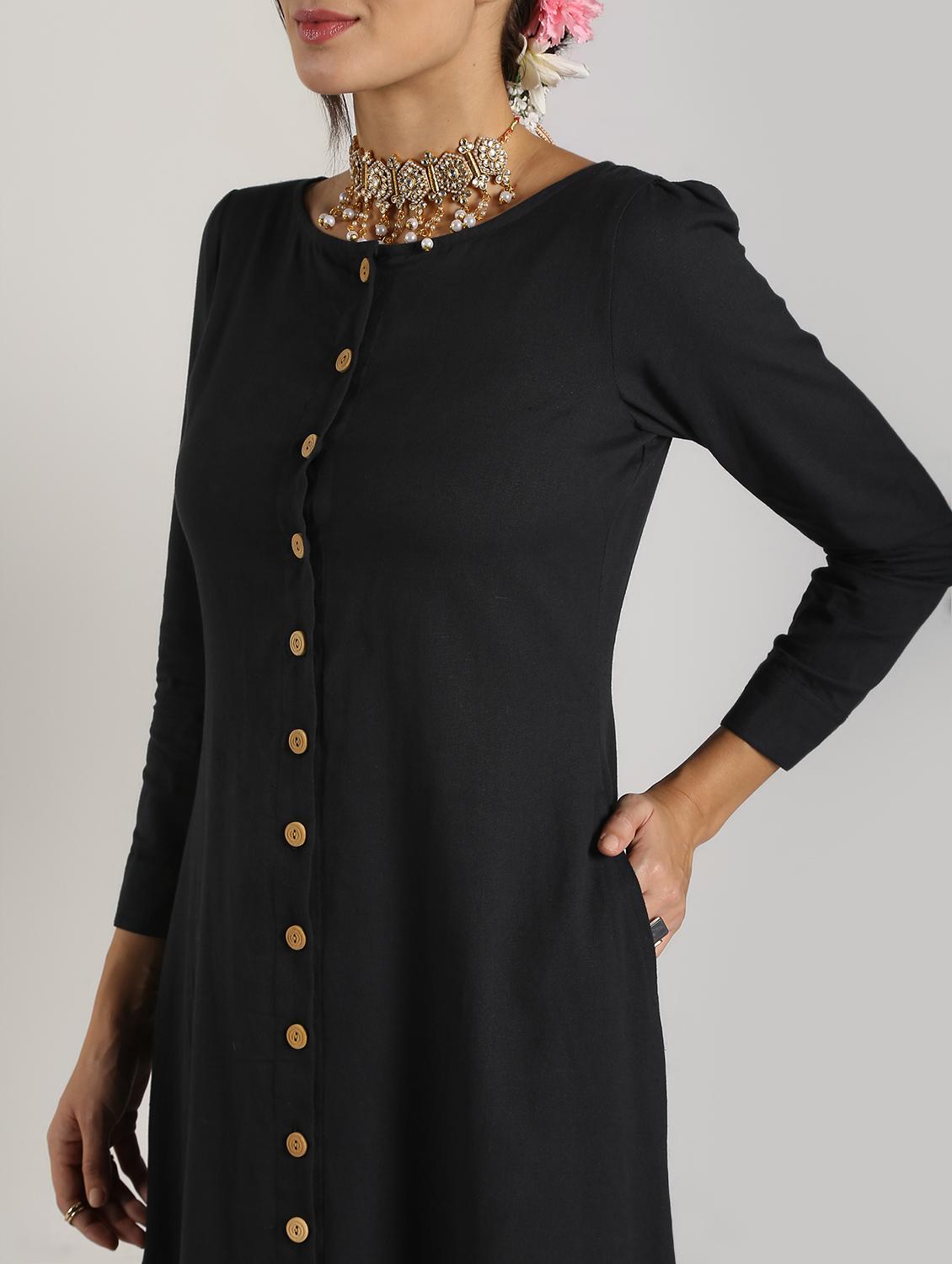 solid a-line ethnic dress - 16651271 - Zoom Image - 5