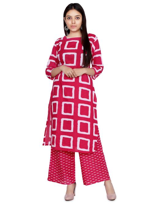geometrical kurta palazzo set - 16652325 - Standard Image - 1