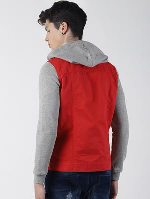 red color block denim jacket - 16653074 - Standard Image - 3