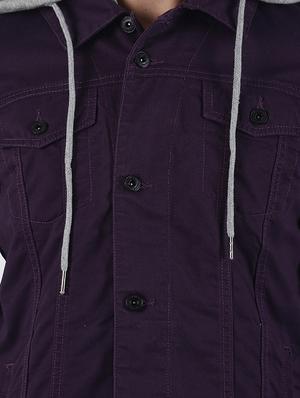 purple color block denim jacket - 16653079 - Standard Image - 5