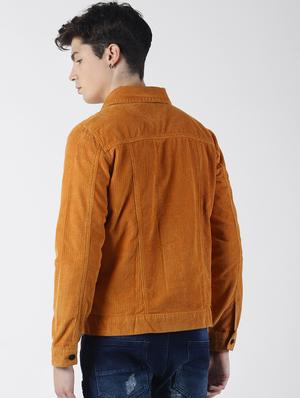 brown solid corduroy jacket - 16653082 - Standard Image - 3