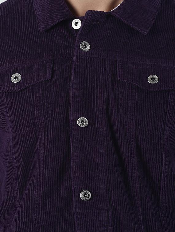 purple solid corduroy casual jacket - 16653083 - Zoom Image - 5