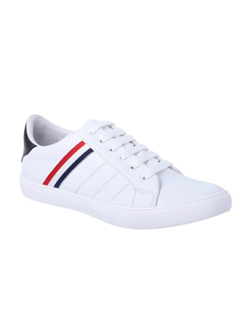 white leatherette lace up sneakers - 16654254 - Standard Image - 1
