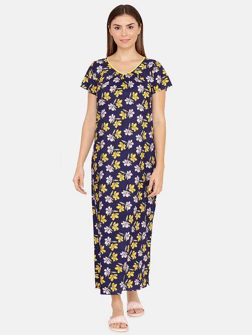 v neck floral nighty - 16654412 - Standard Image - 1