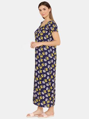 v neck floral nighty - 16654412 - Standard Image - 2