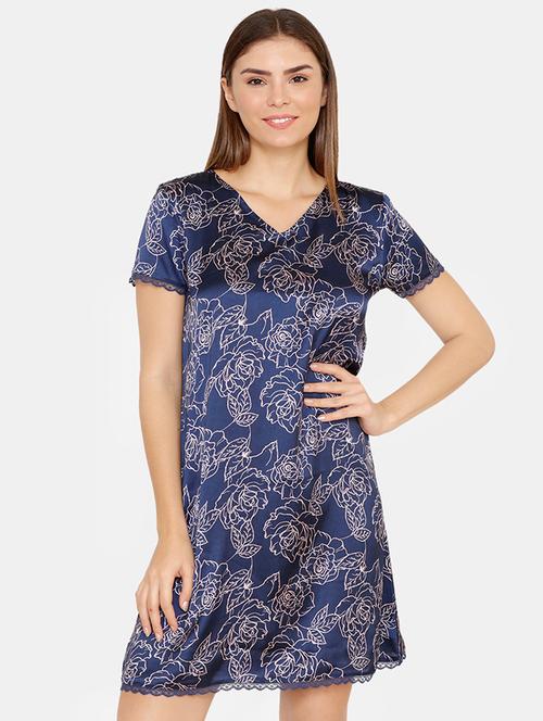 v neck floral nighty - 16654421 - Standard Image - 1