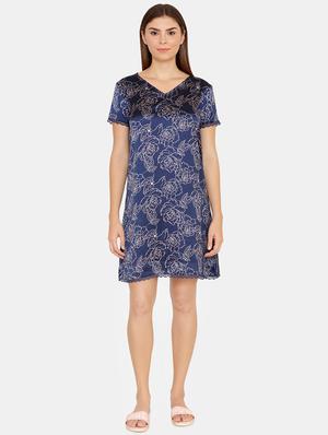 v neck floral nighty - 16654421 - Standard Image - 4
