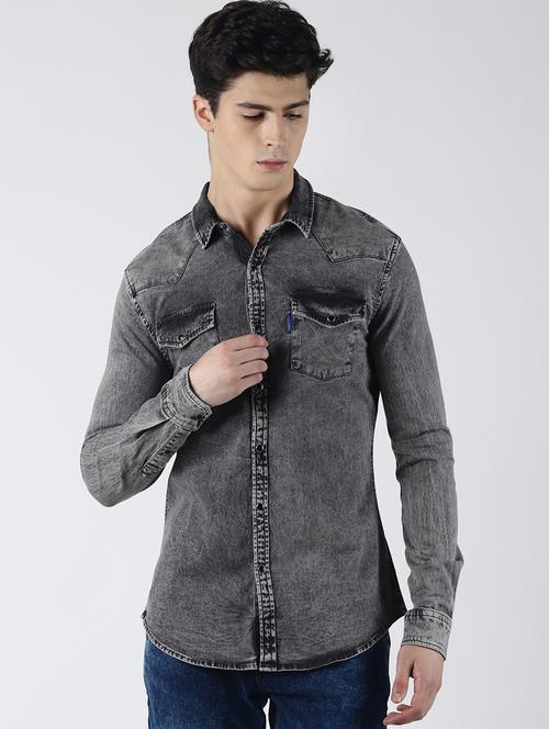 grey faded casual shirt - 16655746 - Standard Image - 1