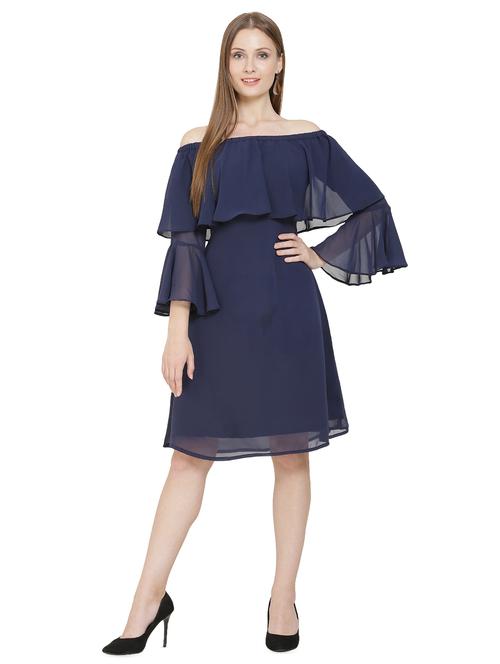 off shoulder layered a-line dress - 16655778 - Standard Image - 1