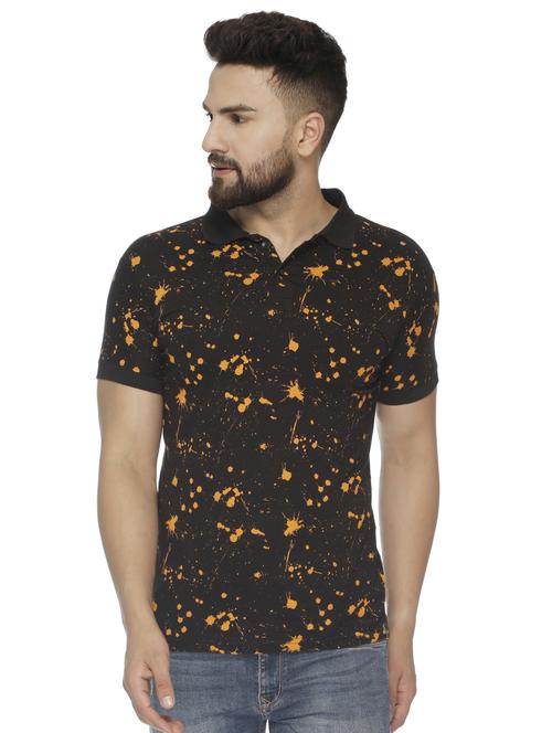 black printed polo t-shirt - 16655786 - Standard Image - 1
