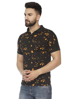 black printed polo t-shirt - 16655786 - Standard Image - 2