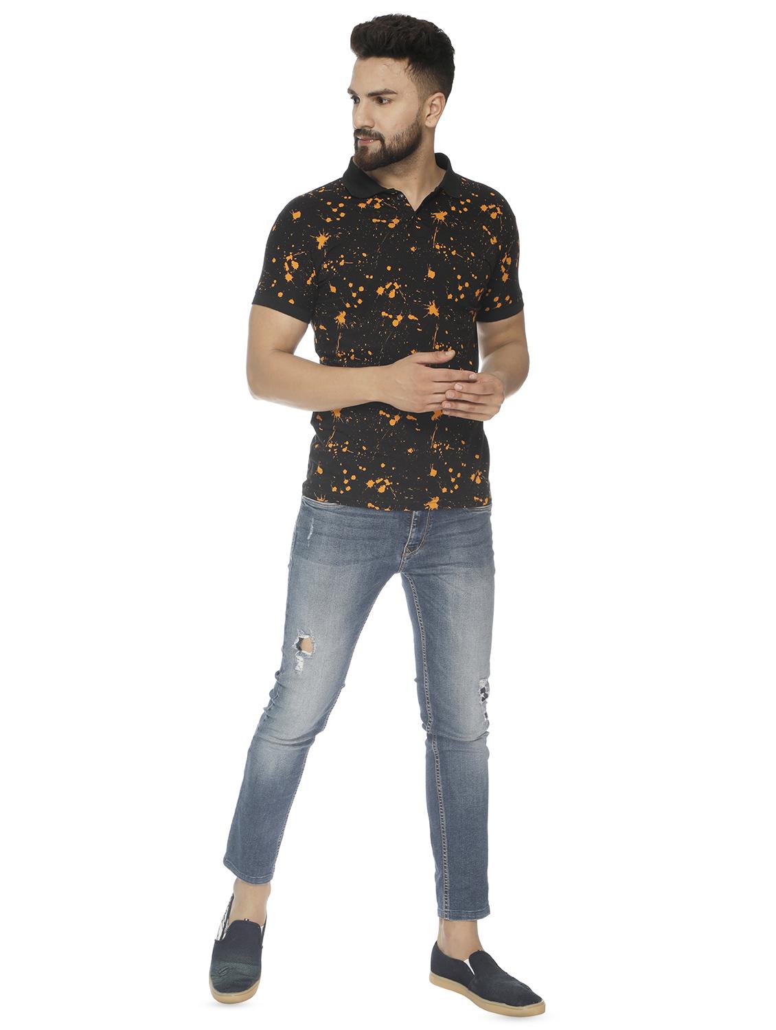 black printed polo t-shirt - 16655786 - Zoom Image - 4