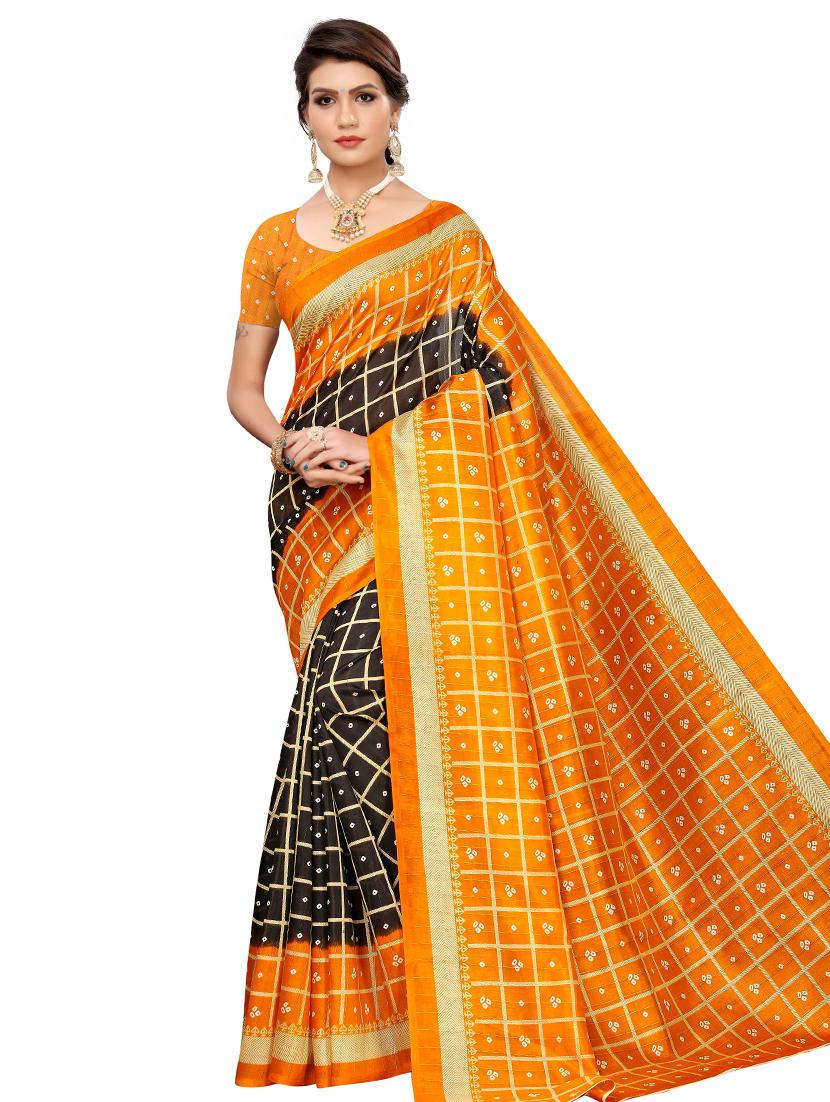 bandhani bhagalpuri saree with blouse - 16655944 - Zoom Image - 1