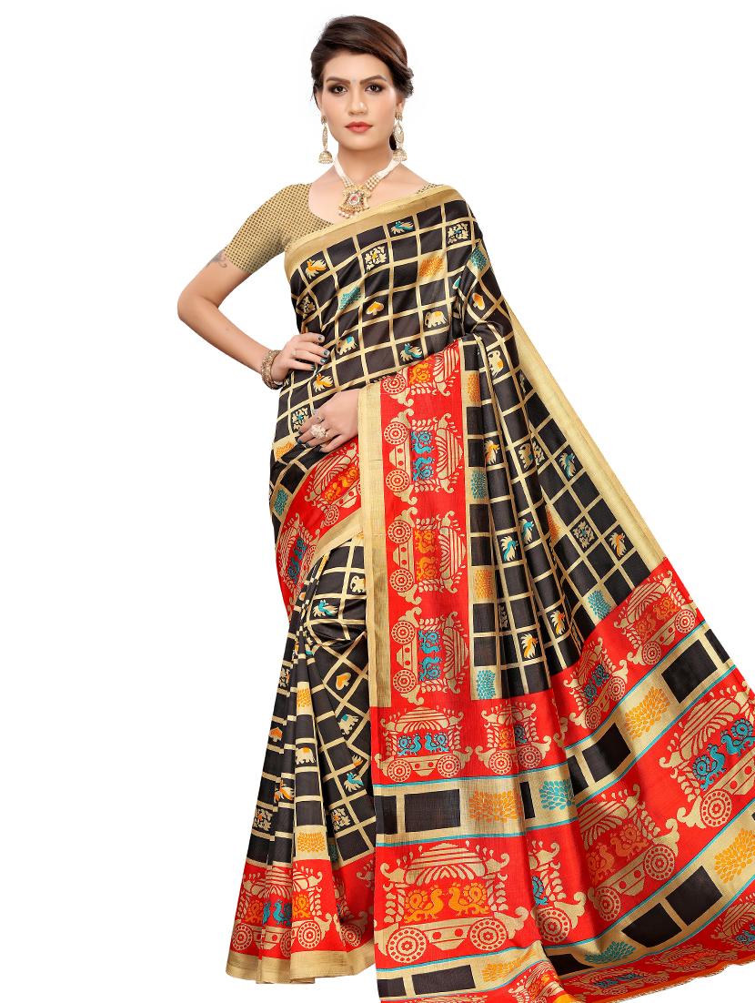geometric bhagalpuri saree with blouse - 16655964 - Zoom Image - 1