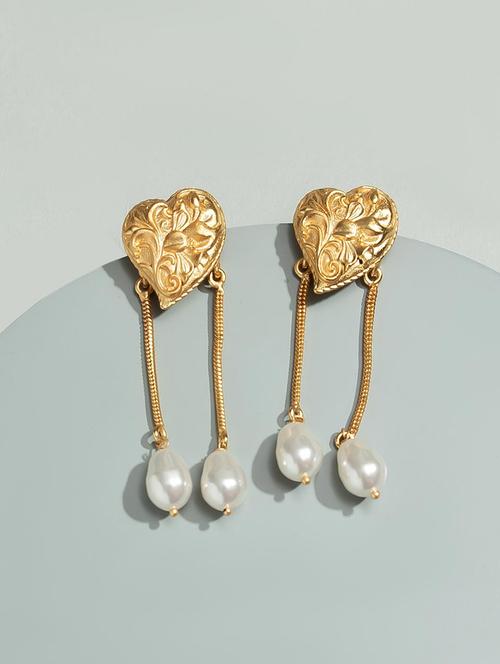 gold brass drop earring - 16656283 - Standard Image - 1