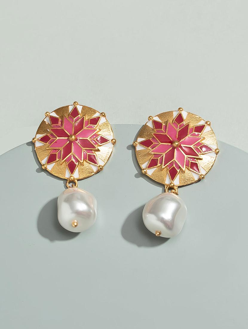 pink brass drop earring - 16656286 - Zoom Image - 1