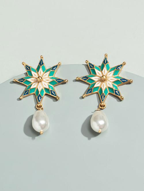 blue brass drop earring - 16656287 - Standard Image - 1