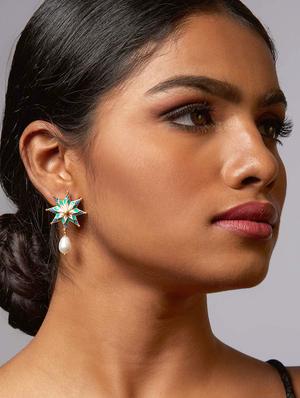 blue brass drop earring - 16656287 - Standard Image - 2
