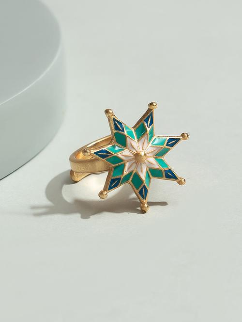 blue brass hand ring - 16656306 - Standard Image - 1
