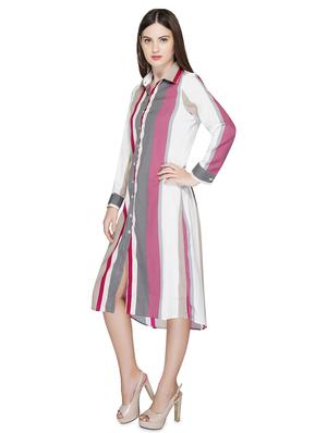 long sleeved striped a-line dress - 16656309 - Standard Image - 2