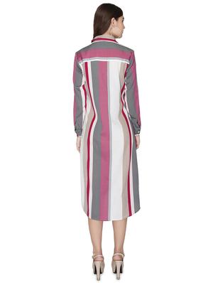 long sleeved striped a-line dress - 16656309 - Standard Image - 3