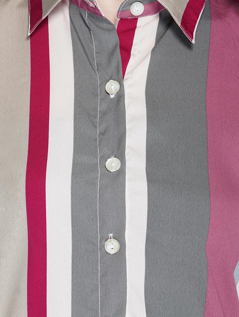 long sleeved striped a-line dress - 16656309 - Zoom Image - 4