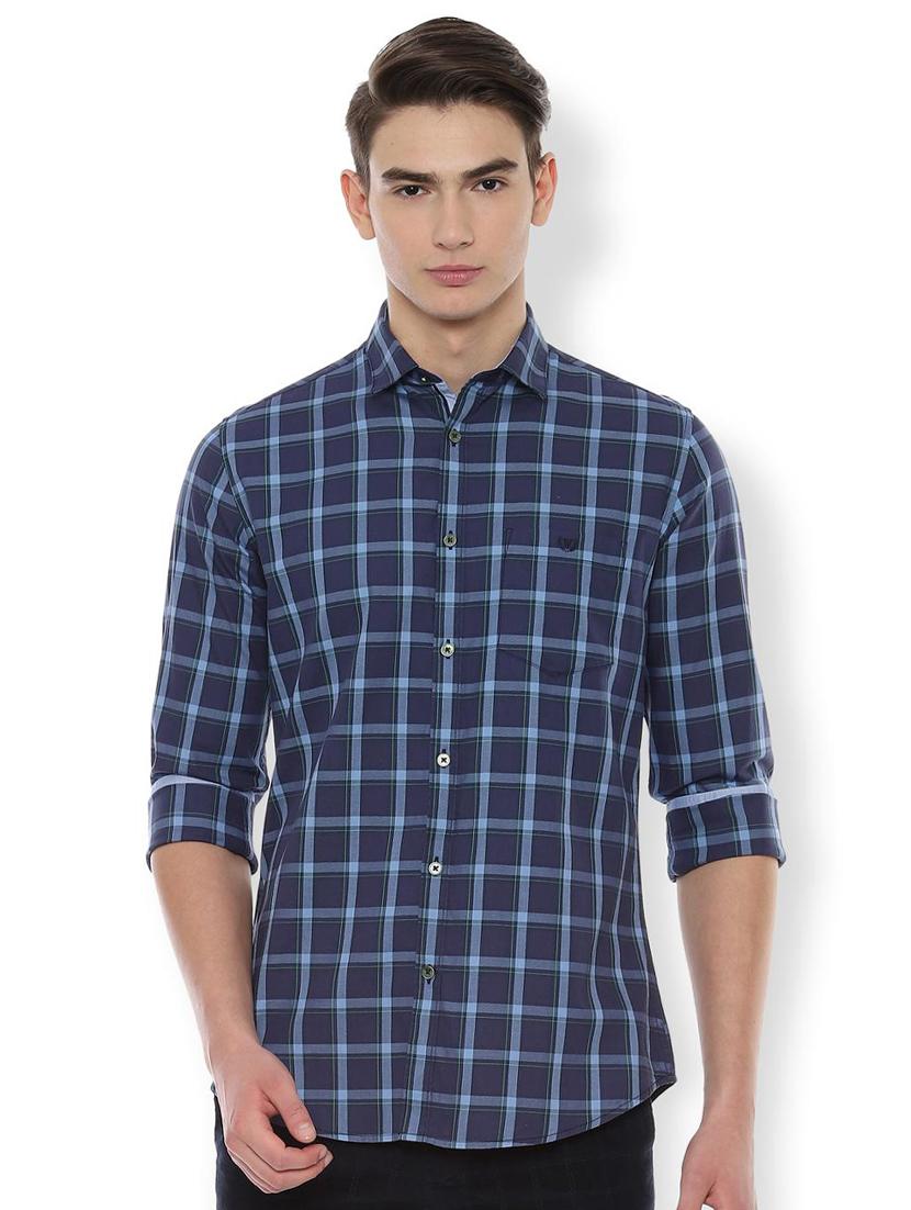 navy blue checkered casual shirt - 16656465 - Zoom Image - 1
