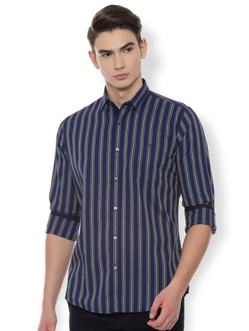 navy blue striped casual shirt - 16656468 - Standard Image - 1