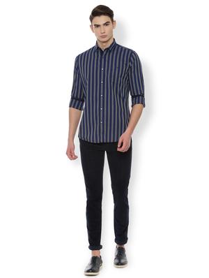 navy blue striped casual shirt - 16656468 - Standard Image - 3