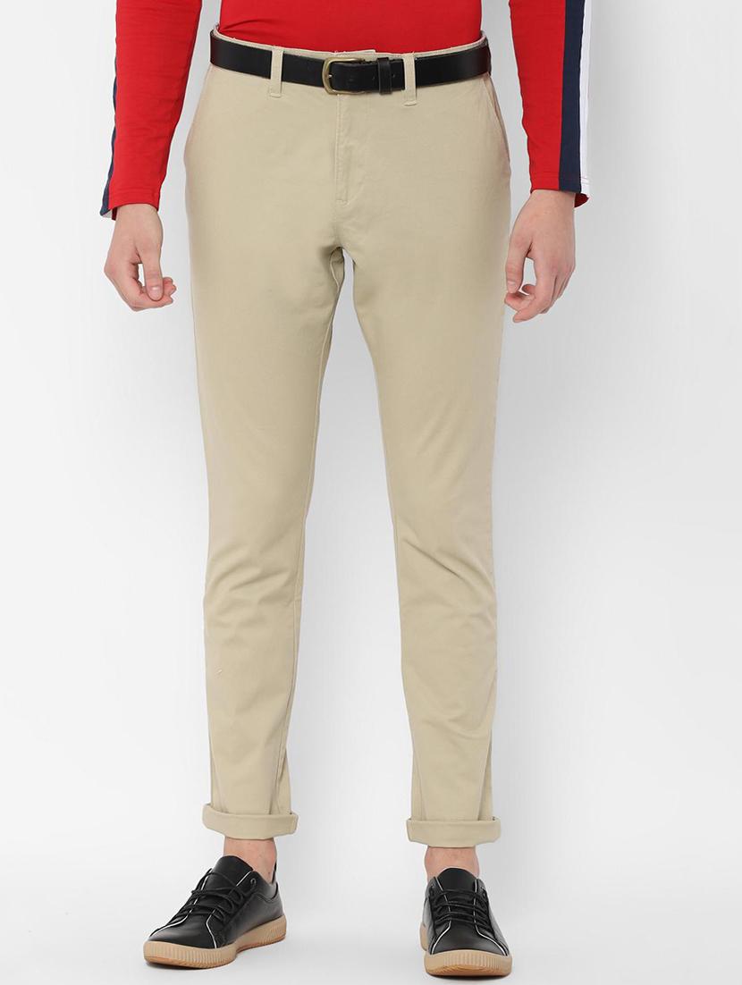 beige textured flat front casual trouser - 16656494 - Zoom Image - 1