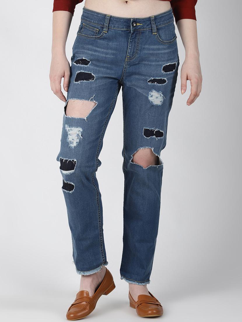 high rise distressed jeans - 16656732 - Zoom Image - 1