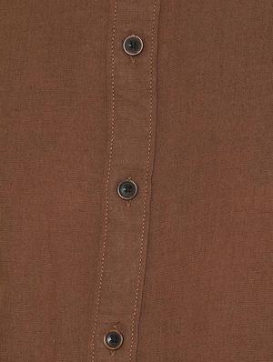brown solid casual shirt - 16657005 - Standard Image - 4