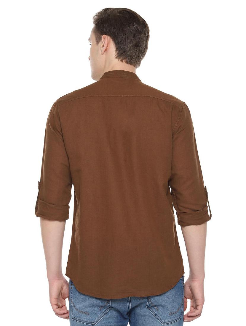 brown solid casual shirt - 16657005 - Zoom Image - 2