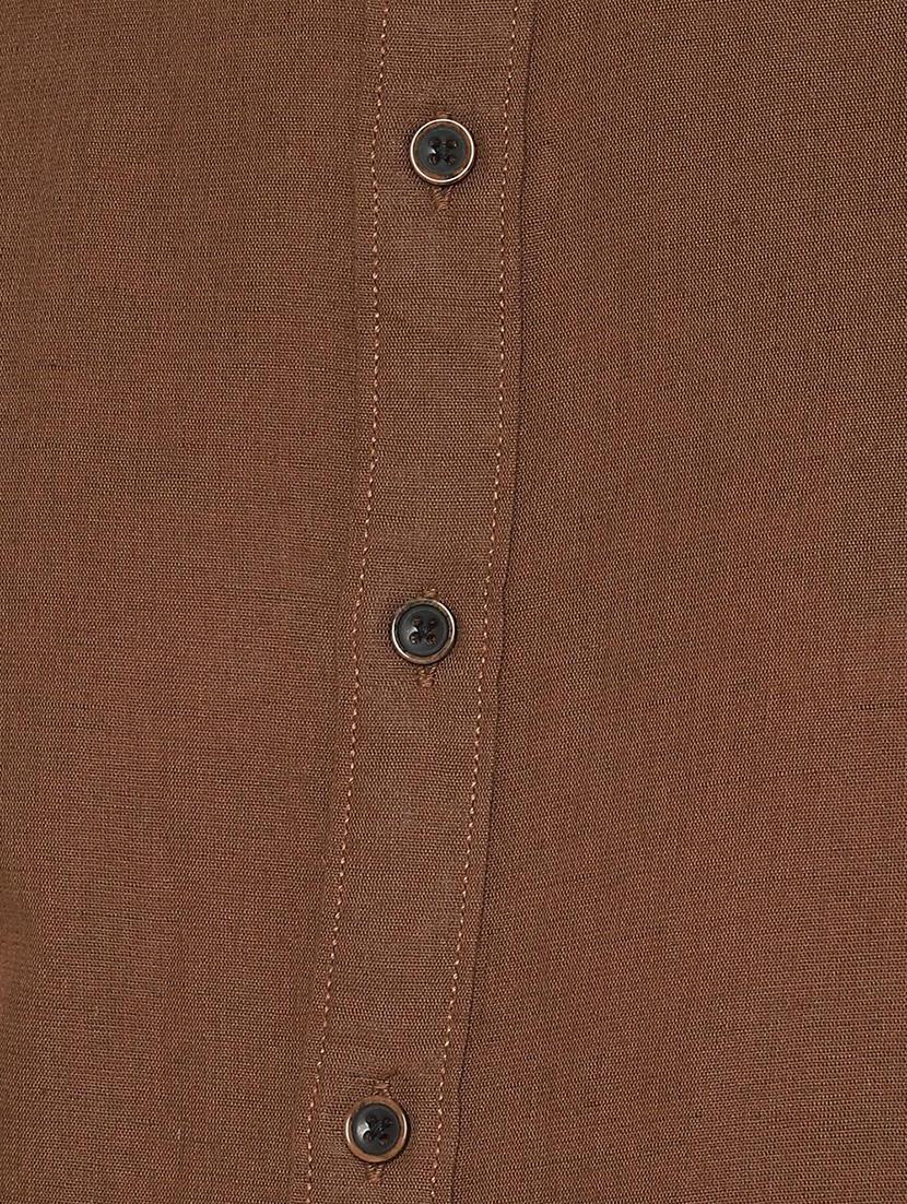 brown solid casual shirt - 16657005 - Zoom Image - 4