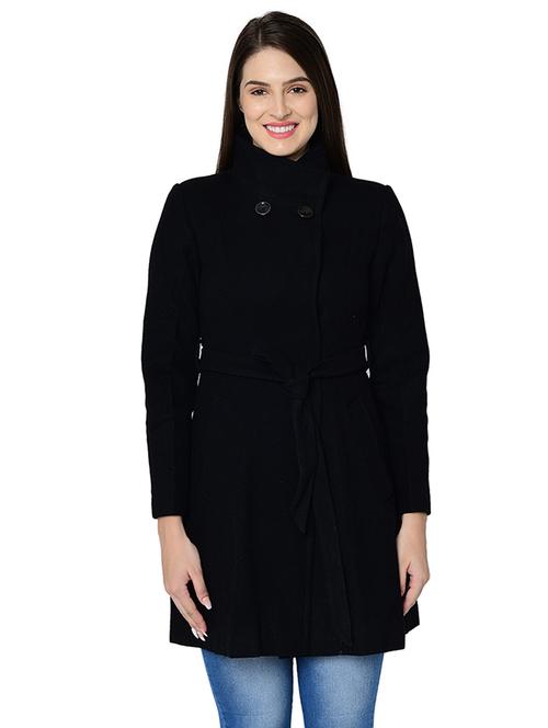 tie knot long sleeved overcoat coat - 16657607 - Standard Image - 1