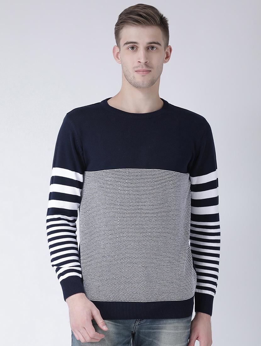 navy blue self design pullover - 16657692 - Zoom Image - 1