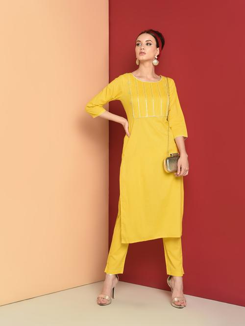 gota patti straight kurta with pant set - 16657899 - Standard Image - 1