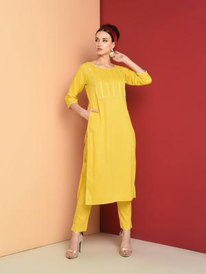 gota patti straight kurta with pant set - 16657899 - Standard Image - 2