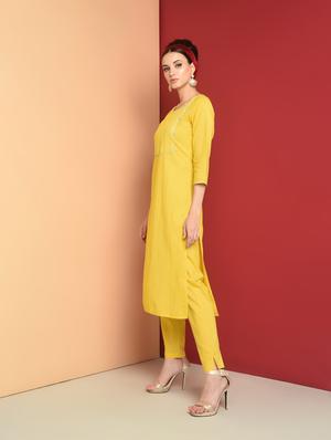 gota patti straight kurta with pant set - 16657899 - Standard Image - 3