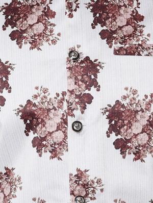 white silk blend solid kurta pyjama set with floral print nehru jacket - 16657937 - Standard Image - 4