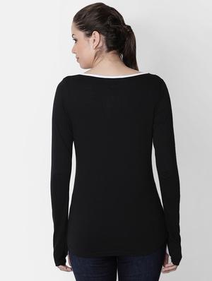 boat neck thumb-hole sleeved tee - 16658021 - Standard Image - 3