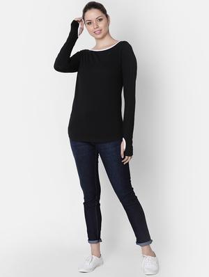boat neck thumb-hole sleeved tee - 16658021 - Standard Image - 4
