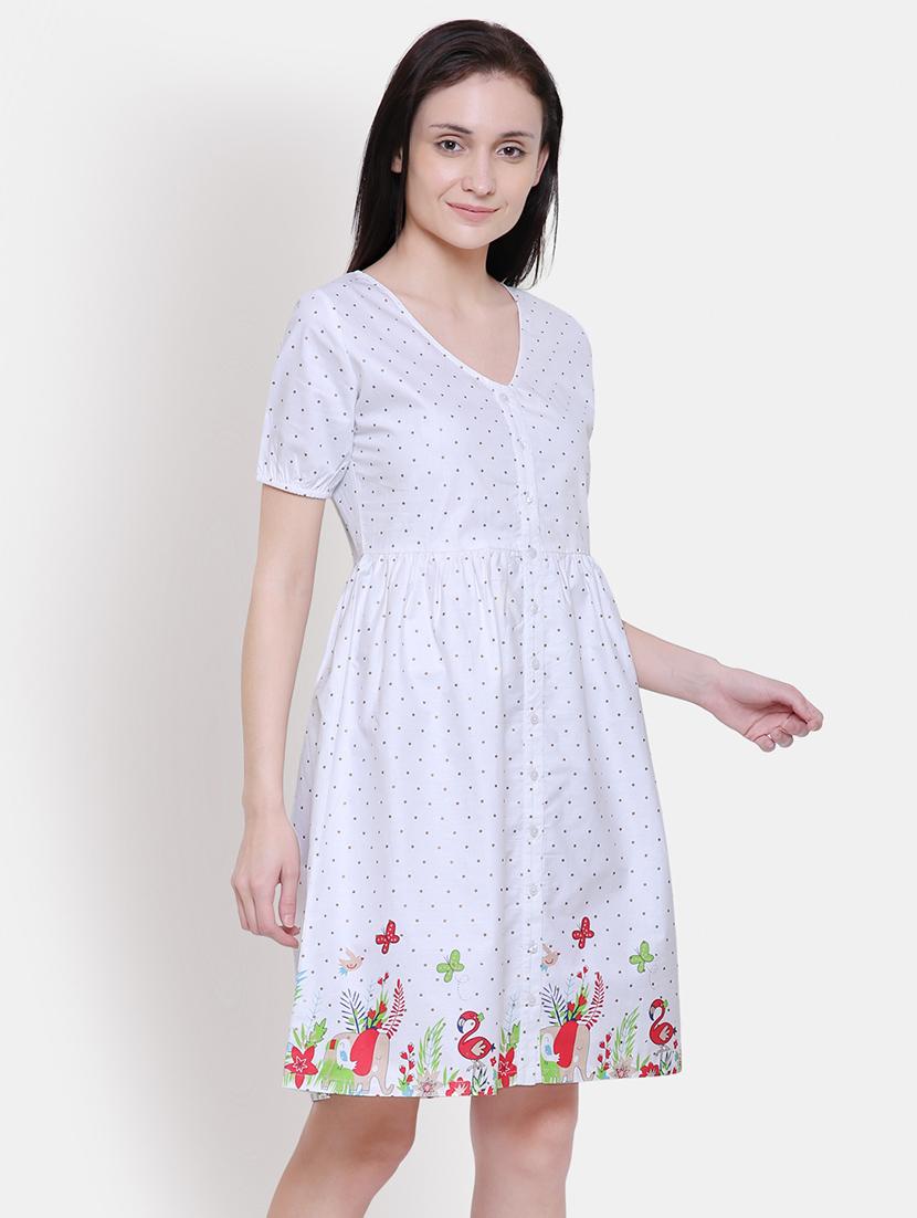 v-neck printed a-line dress - 16658135 - Zoom Image - 2