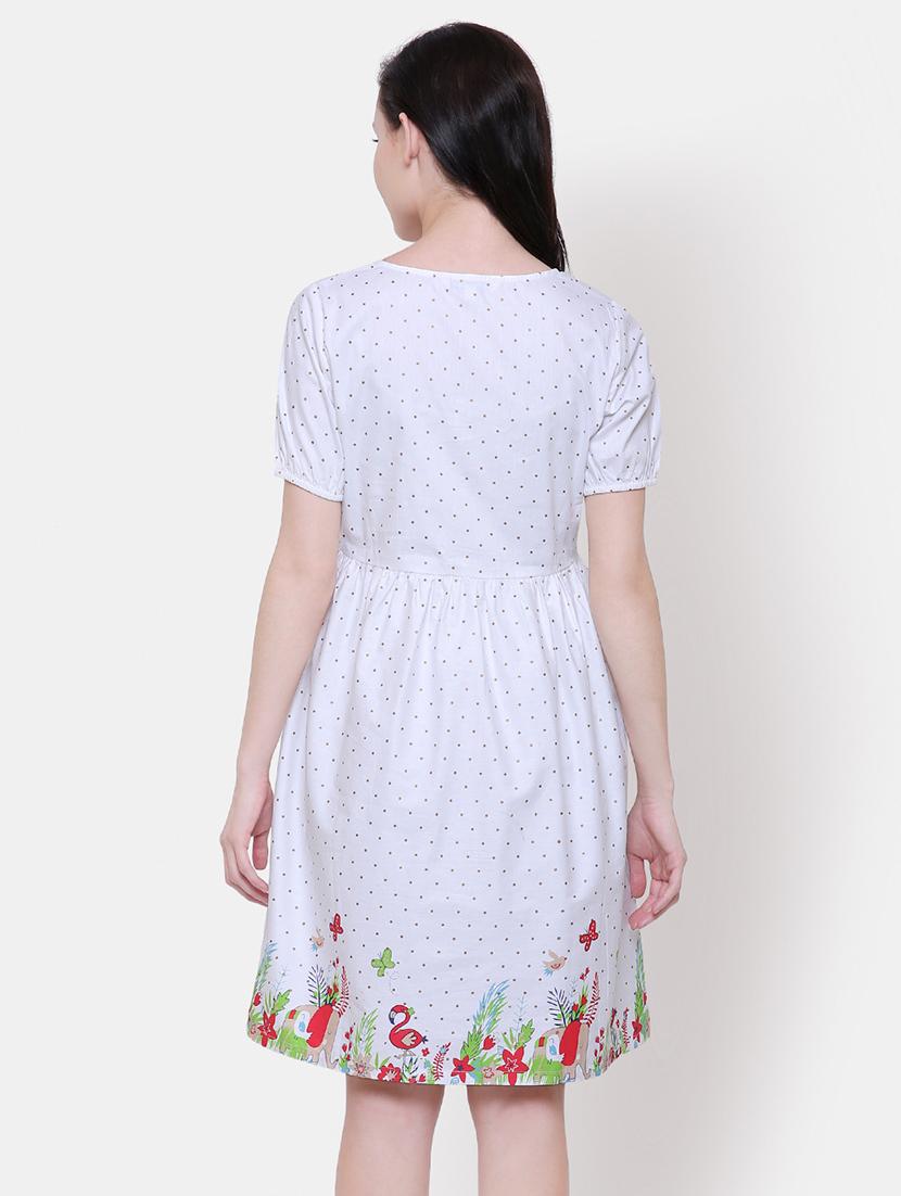 v-neck printed a-line dress - 16658135 - Zoom Image - 3