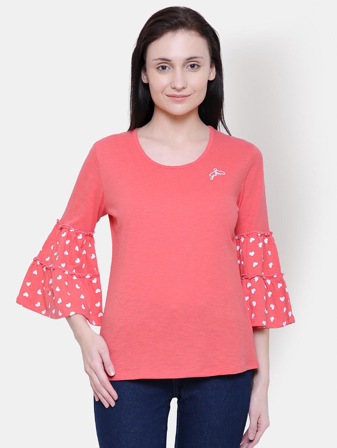 bell sleeved round neck top - 16658149 - Zoom Image - 1