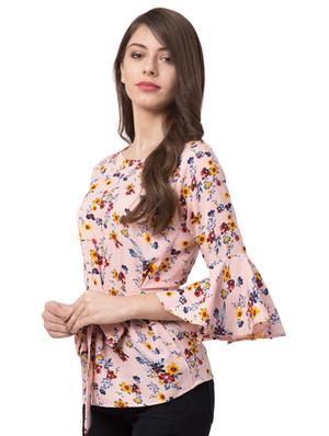 tie knot bell sleeved floral top - 16658223 - Standard Image - 2